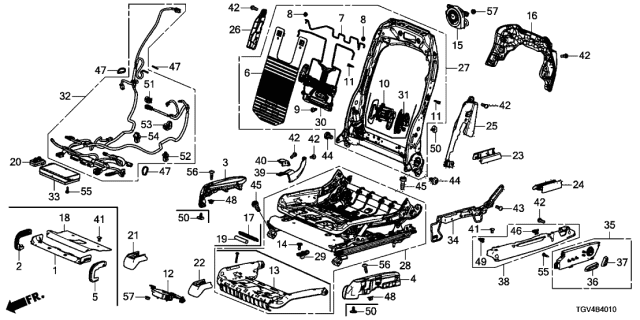 2021 Acura TLX Front Seat Components Diagram 1