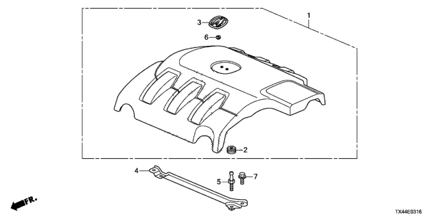 2018 Acura RDX Engine Cover Stay Diagram for 17147-58K-H00