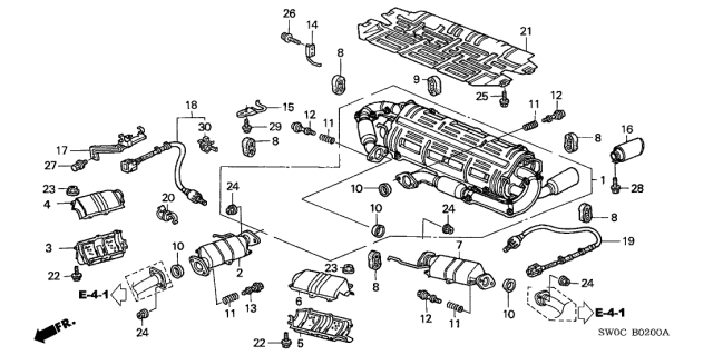 2003 Acura NSX 2 Door NSX-T KA 6MT Exhaust Pipe Diagram