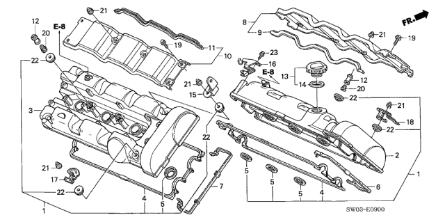 2001 Acura NSX 2 Door NSX-T KA 4AT Cylinder Head Cover Diagram