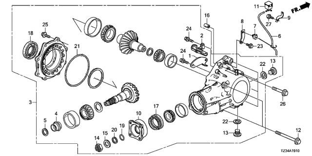 2019 Acura TLX 4 Door ADV (AWD 19INCH) KA 9AT AT Transfer Diagram
