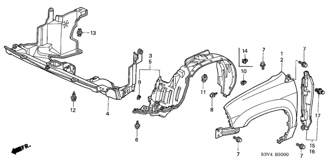 2005 Acura MDX Front Fenders Diagram