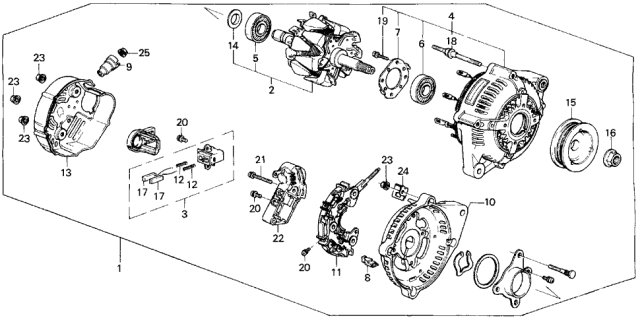 1990 Acura Legend Alternator Assembly (Denso) Diagram for 31100-PP8-014