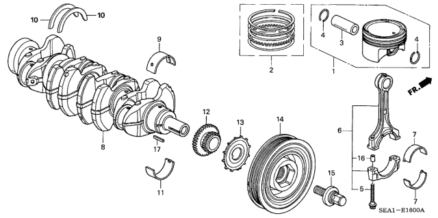 2005 Acura TSX Engine Crankshaft Pulley Diagram for 13810-RRA-A02