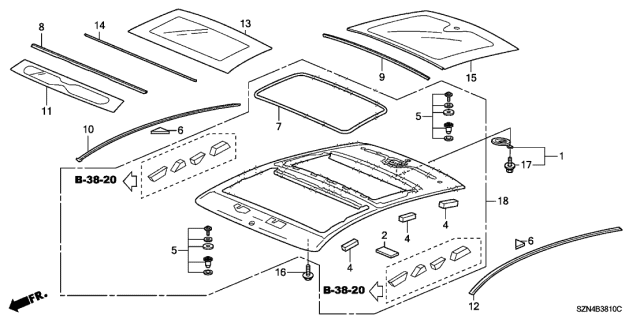 2011 Acura ZDX Glass Front Gap Seal Diagram for 70206-SZN-A01