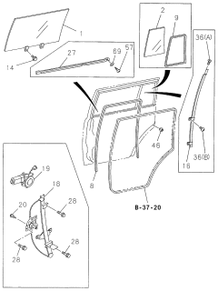 1998 Acura SLX Rear Door Glass - Regulator Diagram