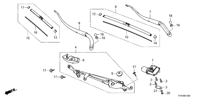 2022 Acura MDX Front Windshield Wiper Diagram