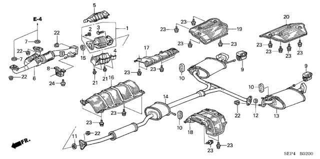 2005 Acura TL 4 Door BASE (NAVIGATION) KA 5AT Exhaust Pipe - Muffler Diagram