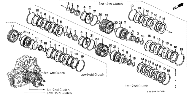 1997 Acura CL Disk, Clutch Diagram for 22544-P0X-003