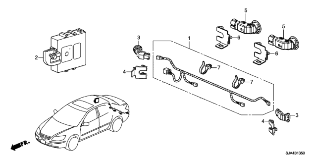 2011 Acura RL Sub-Wire, Rear Corner Sensor (Platinum Frost Metallic) Diagram for 39680-SWE-H01ZY
