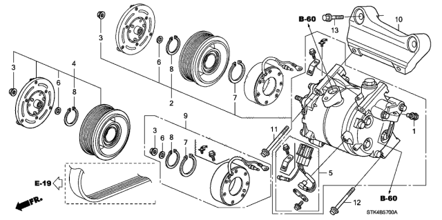 2009 Acura RDX A/C Compressor Diagram