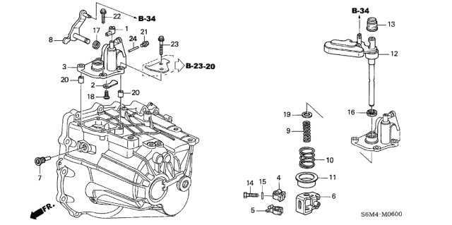 2002 Acura RSX Lever Complete Diagram for 24460-PPP-000