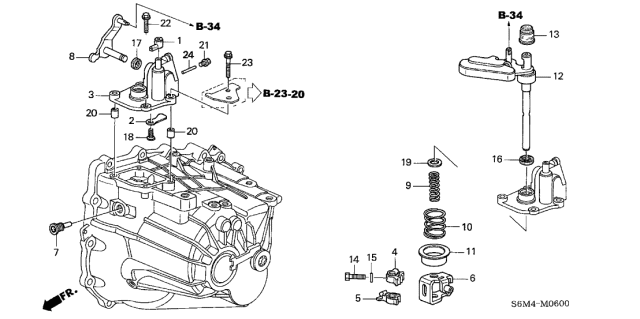 2003 Acura RSX 3 Door BASE (LEATHER) KA 5MT MT Shift Arm Diagram