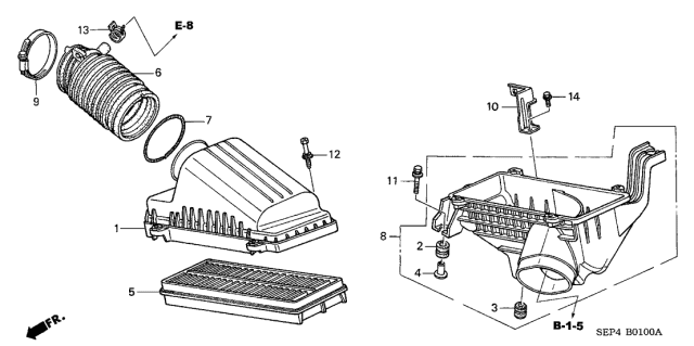 2006 Acura TL Air Cleaner Cover Diagram for 17211-RDA-A00