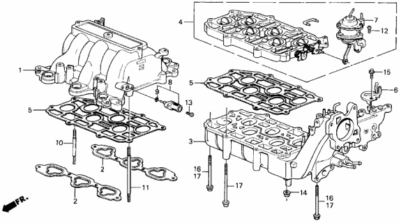 1990 Acura Legend 4 Door L (MOQUETTE) KA 4AT Intake Manifold Diagram