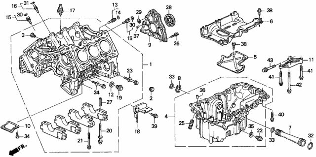 1997 Acura TL Cylinder Block - Oil Pan (V6) Diagram