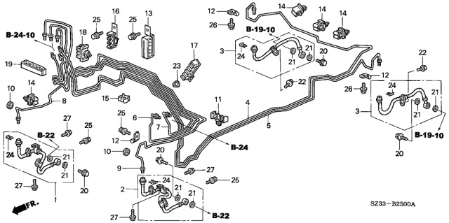 1996 Acura RL 4 Door PREM (NAVIGATION) KA 4AT Brake Lines Diagram
