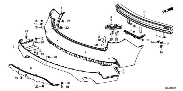 2019 Acura MDX 5 Door A-SPEC (SH-AWD) KA 9AT Rear Bumper Diagram
