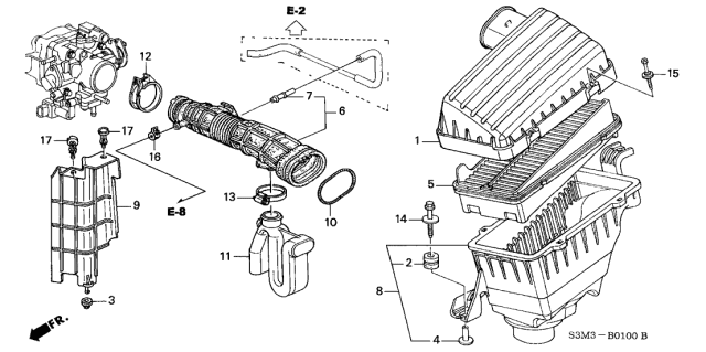 2002 Acura CL Air Flow Tube Diagram