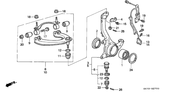 1993 Acura Integra 3 Door GSL (LEATHER) KA 4AT Knuckle Diagram