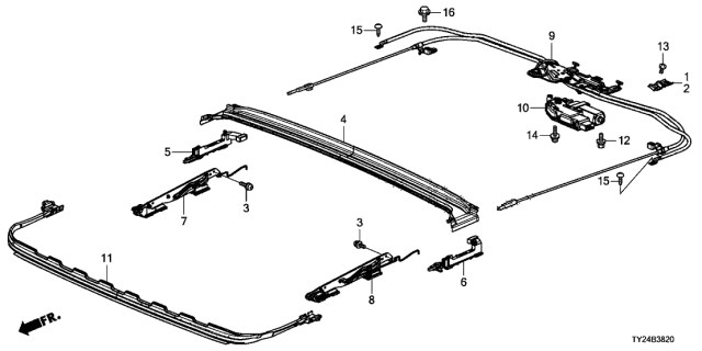 2017 Acura RLX Roof Slide Components Diagram