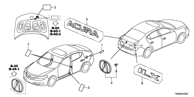 2014 Acura ILX 4 Door TECH KA 5AT Emblems - Caution Labels Diagram