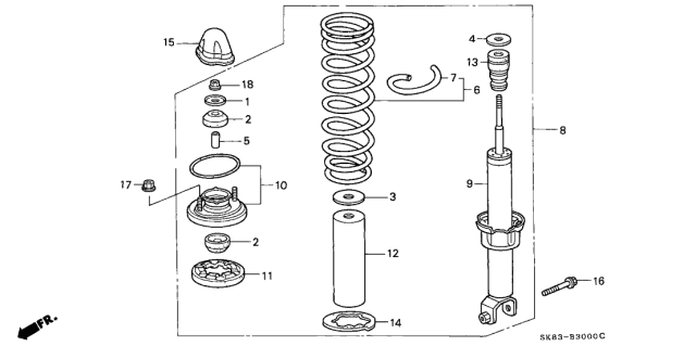 1993 Acura Integra 4 Door GSL (LEATHER) KL 4AT Rear Shock Absorber Diagram