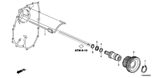 2015 Acura ILX 4 Door TECH KA 5AT AT Idle Shaft Diagram
