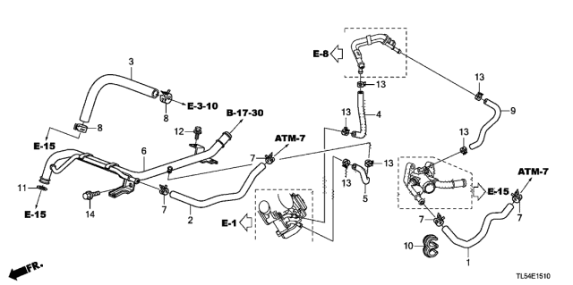 2014 Acura TSX Bypass Inlet Hose Diagram for 19504-RAA-A00