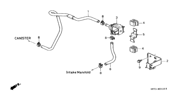 2000 Acura Integra Purge Control Solenoid Valve Diagram for 36162-P73-A11