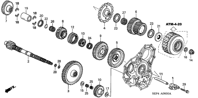 2005 Acura TL 4 Door BASE (NAVIGATION) KA 5AT AT Countershaft Diagram