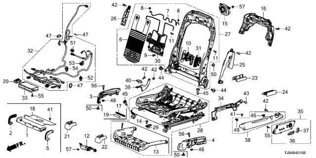 2020 Acura RDX Front Seat Components Diagram 1