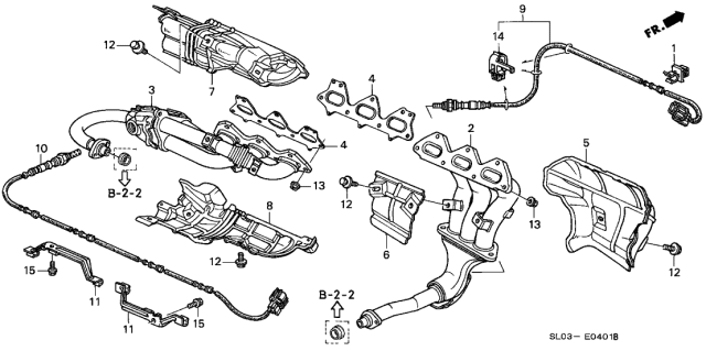 1998 Acura NSX Manifold, Exhaust Diagram for 18110-PBY-J00