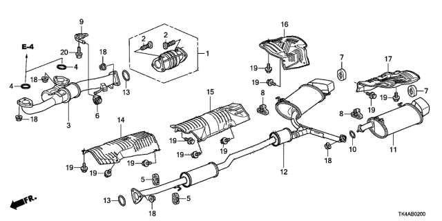 2013 Acura TL 4 Door TECH KA 6AT Exhaust Pipe Diagram