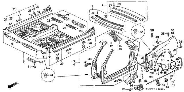 2001 Acura NSX 2 Door NSX-T KA 4AT Outer Panel Diagram