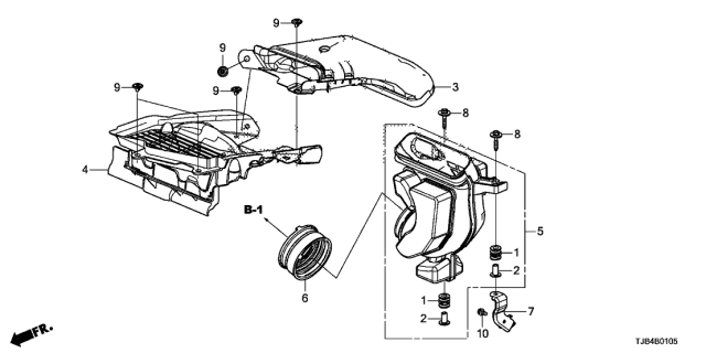 2020 Acura RDX Air Inlet Resonator Chamber Diagram for 17250-5YF-A03