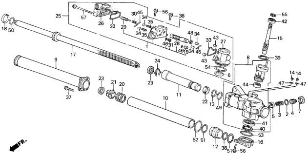 1988 Acura Integra P.S. Gear Box Components Diagram