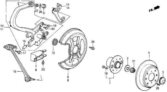 1989 Acura Legend Rear Shock Absorber Bush (Lower) Diagram for 52622-SE0-000