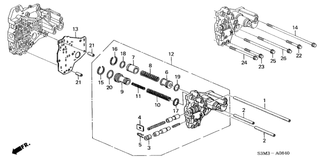 2002 Acura CL 2 Door SPORT KA 5AT Top Accumulator Body Diagram