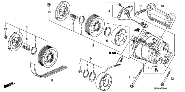 2004 Acura TSX A/C Compressor Diagram