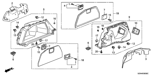 2010 Acura ZDX 5 Door TECH KA 6AT Side Lining Diagram