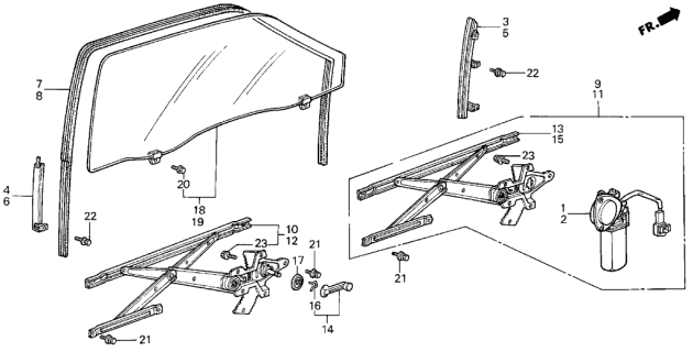 1989 Acura Integra Front Door Window (3 Door) Diagram