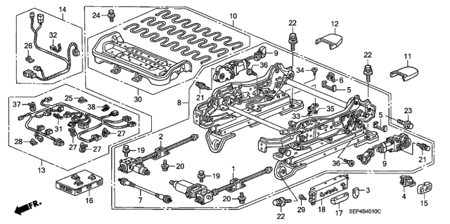 2004 Acura TL 4 Door BASE (NAVIGATION) KA 5AT Front Seat Components Diagram 1