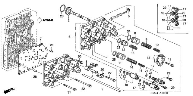 2002 Acura RSX 3 Door BASE KA 5AT AT Servo Body Diagram