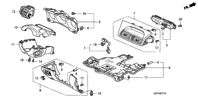 2008 Acura TL Outlet Assembly, Driver (Real Metal Xn Type-S) Diagram for 77620-SEP-A21ZA