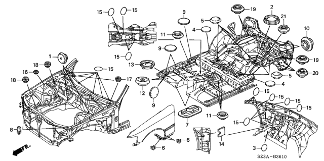 2004 Acura RL 4 Door RL KA 4AT Grommet (Front) Diagram