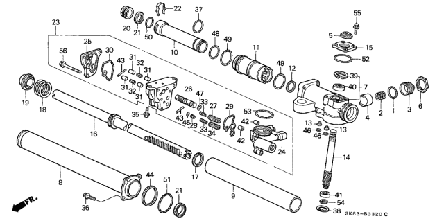1992 Acura Integra P.S. Gear Box Components Diagram