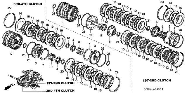 1999 Acura TL Clutch Disc Plate Diagram for 22644-P7T-003