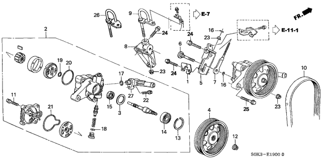 2002 Acura TL P.S. Pump Bracket Diagram