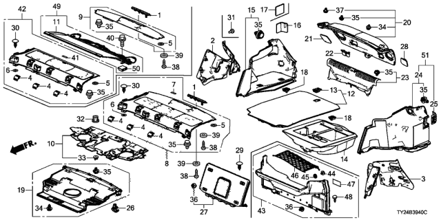 2020 Acura RLX Rear Tray - Trunk Lining Diagram